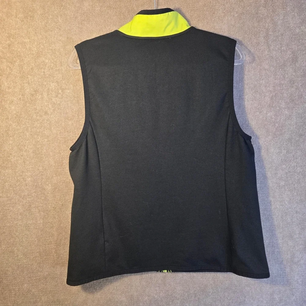 LRL Lauren Ralph‎ Lauren Neon Green Black Zip Up Quilted Vest Size XL READ